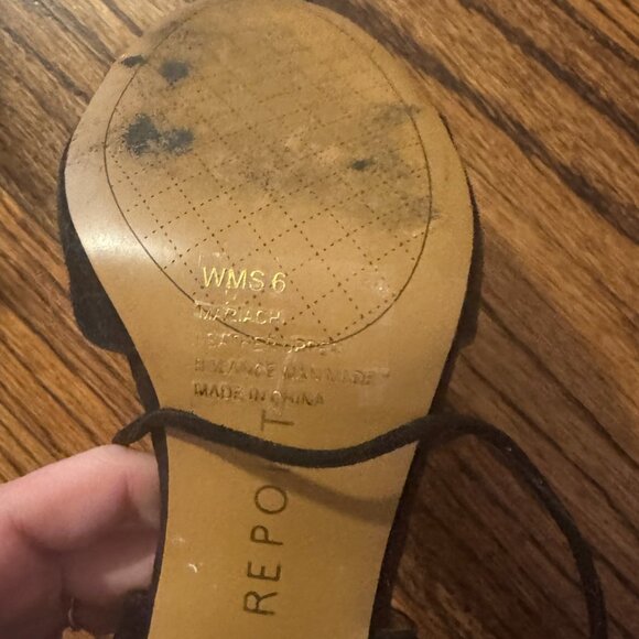 Report Mariachi Black Suede Leather Lace-Up Heels - Picture 6 of 7